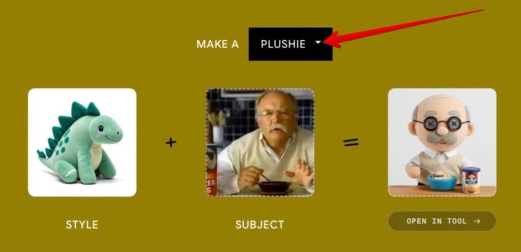 Google’s Whisk tool interface demonstrating AI-powered image generation using uploaded photos instead of text prompts, showcasing creative possibilities in design and content creation.