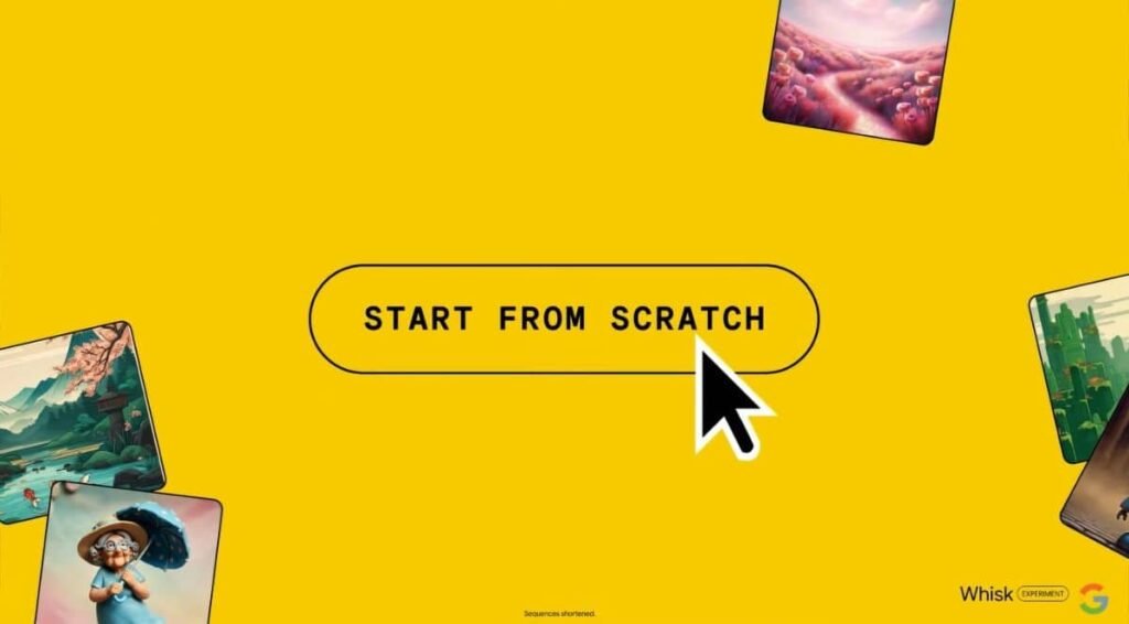 Google’s Whisk tool interface demonstrating AI-powered image generation using uploaded photos instead of text prompts, showcasing creative possibilities in design and content creation.