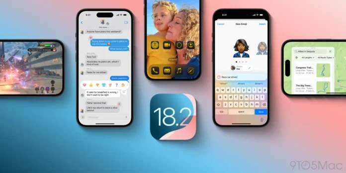 A visual showcasing Apple’s iOS 18.2 and iPadOS 18.2 features, including Image Playground and Genmoji tools powered by AI.